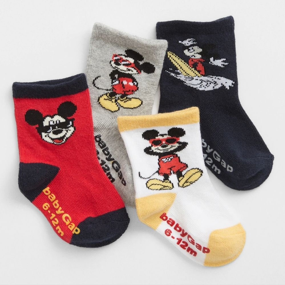 👀50% OFF - NWT‼️ GAP Kid's 4-pack of Mickey Mouse Socks